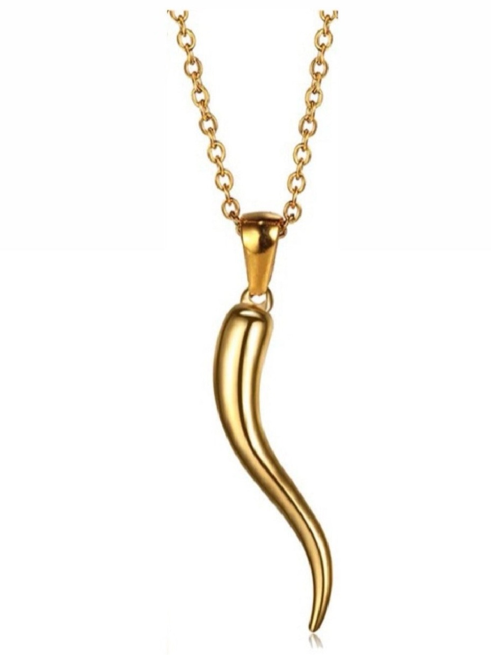 Sleek Gold Horn Pendant Necklace for Women